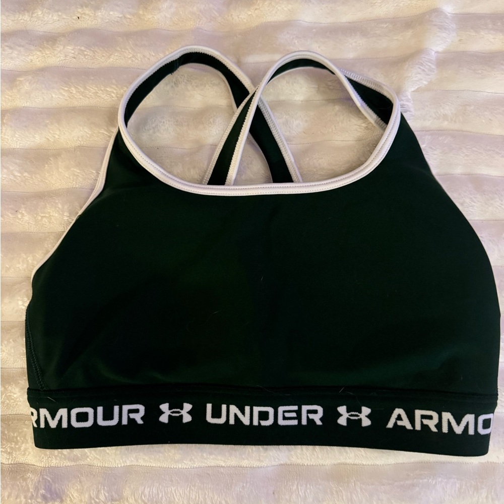Under Armour Dark Green and White Crossback Bra